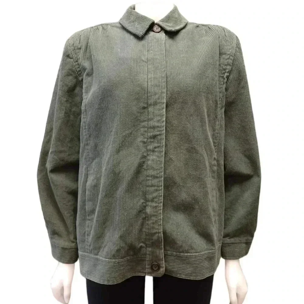 London Fog Vintage Green Corduroy Jacket Size 14-M - Picture 1 of 12